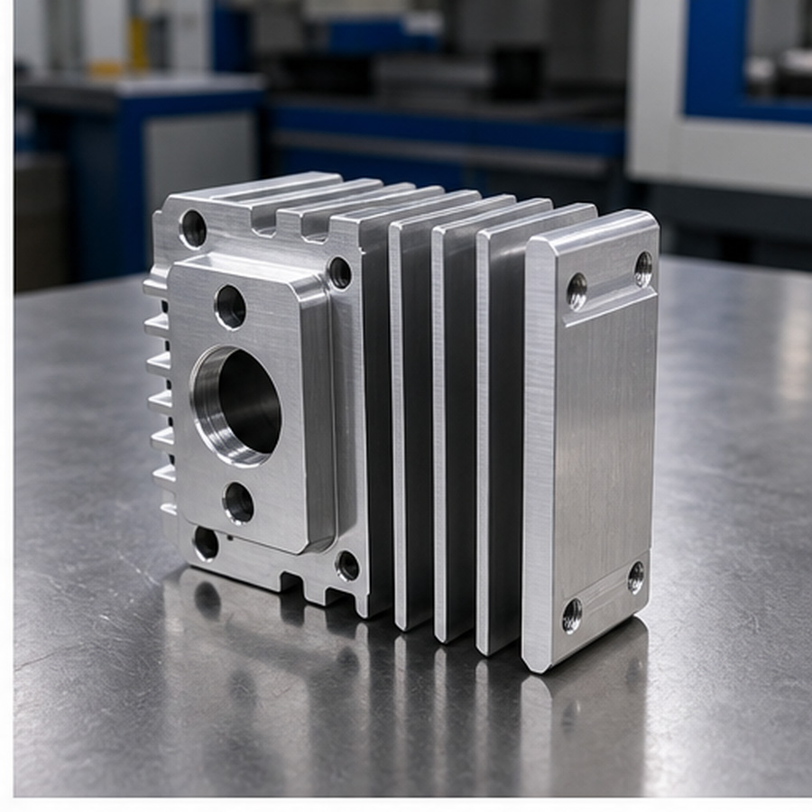 CNC milled heat sink mounting block